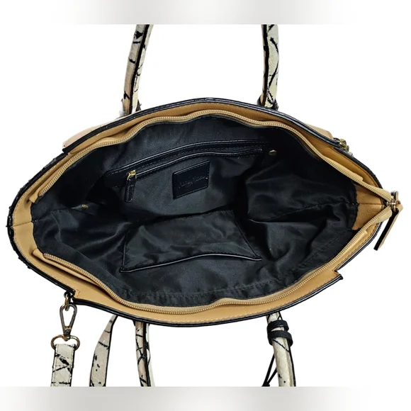 Neiman Marcus Faux Leather Tote Shoulder Bag Double Handle Shoulder Strap Tassel - Picture 7 of 13